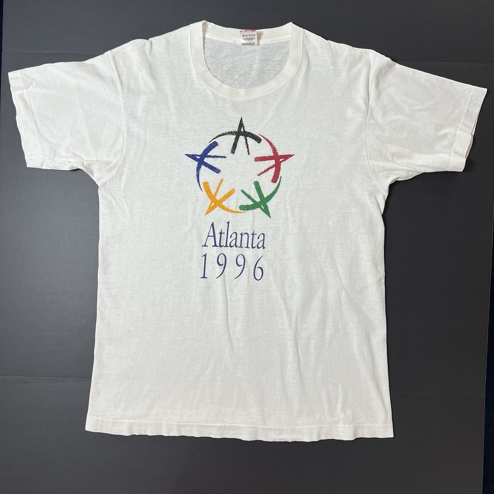Vintage 1996 Atlanta Olympics TShirt Men's Large White Single Stitch Made In USA
